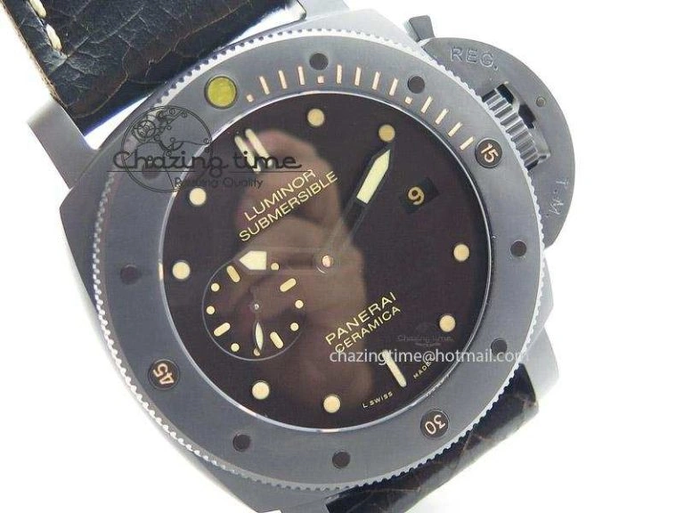 Functional PAM508 P V6F 1:1 Best Edition Real Ceramic on Black Distressed Calfskin Strap P 8595