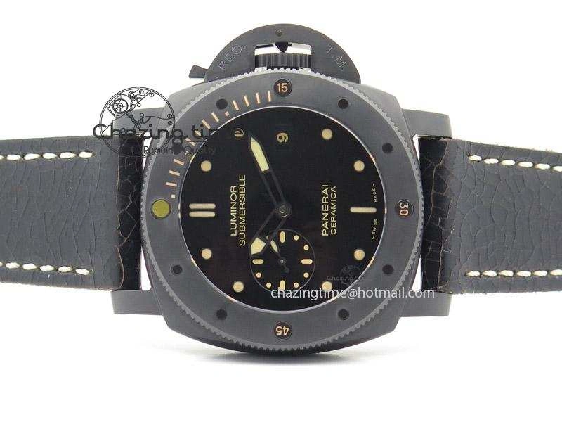 Functional PAM508 P V6F 1:1 Best Edition Real Ceramic on Black Distressed Calfskin Strap P 8595