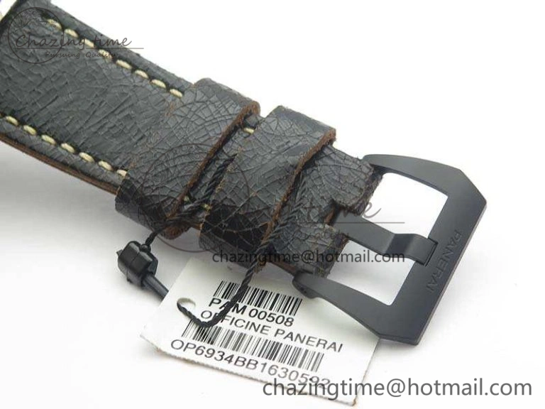 PAM508 P VSF 1:1 Best Edition Real Ceramic On Black Distressed Calfskin Strap P.9000 Super Clone Breathable 8436