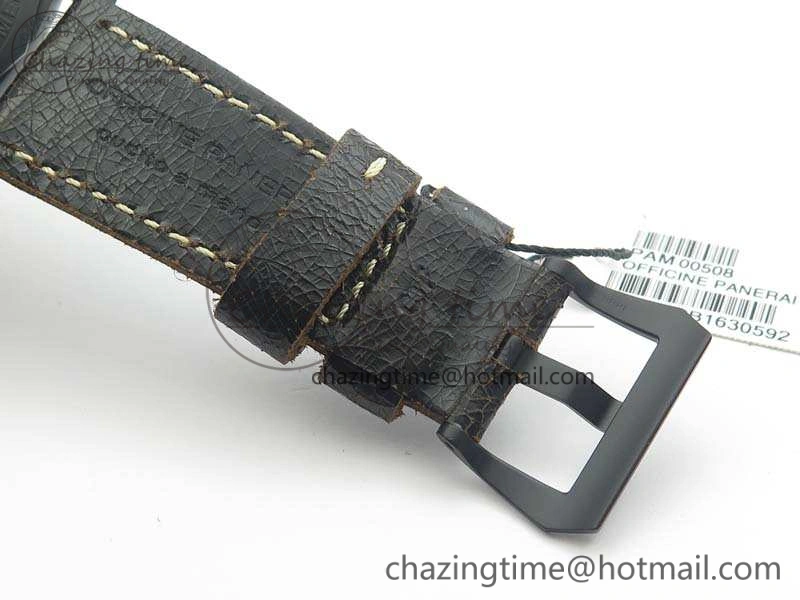 PAM508 P VSF 1:1 Best Edition Real Ceramic On Black Distressed Calfskin Strap P.9000 Super Clone Breathable 8436