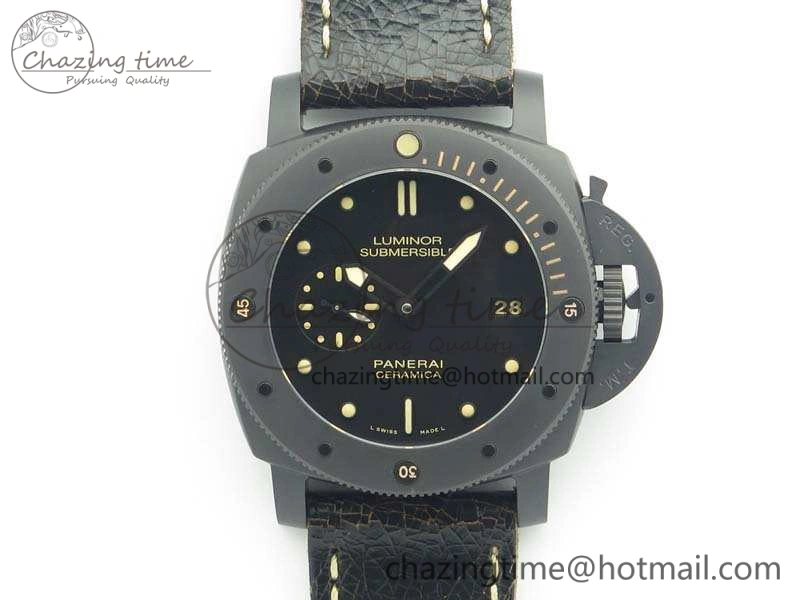 PAM508 P VSF 1:1 Best Edition Real Ceramic On Black Distressed Calfskin Strap P.9000 Super Clone Breathable 8436