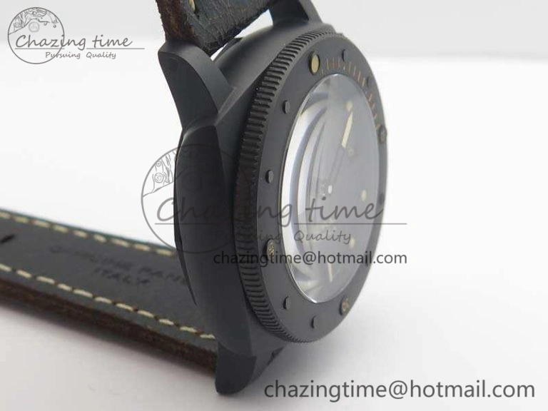 PAM508 P VSF 1:1 Best Edition Real Ceramic On Black Distressed Calfskin Strap P.9000 Super Clone Breathable 8436