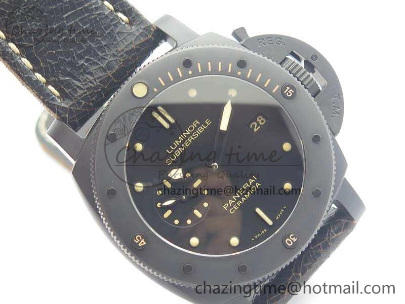 PAM508 P VSF 1:1 Best Edition Real Ceramic On Black Distressed Calfskin Strap P.9000 Super Clone Breathable 8436