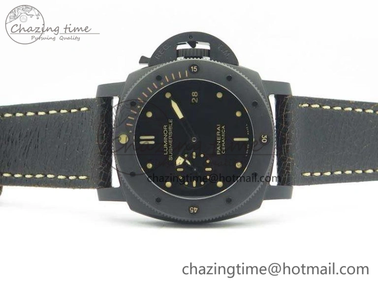 PAM508 P VSF 1:1 Best Edition Real Ceramic On Black Distressed Calfskin Strap P.9000 Super Clone Breathable 8436