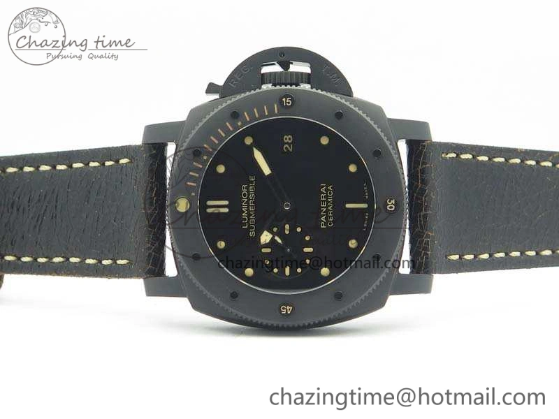 PAM508 P VSF 1:1 Best Edition Real Ceramic On Black Distressed Calfskin Strap P.9000 Super Clone Breathable 8436