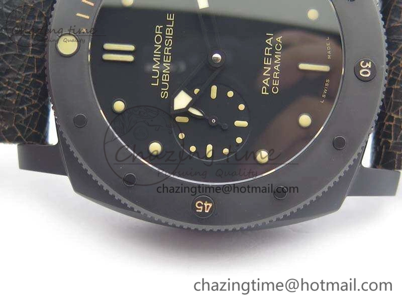PAM508 P VSF 1:1 Best Edition Real Ceramic On Black Distressed Calfskin Strap P.9000 Super Clone Breathable 8436