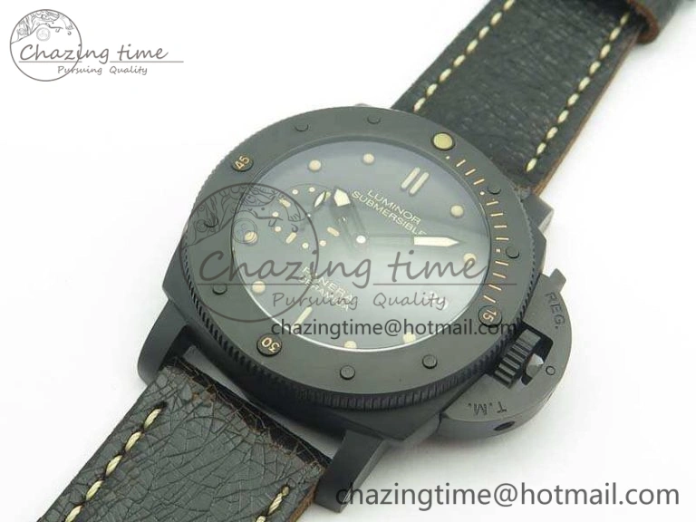 PAM508 P VSF 1:1 Best Edition Real Ceramic On Black Distressed Calfskin Strap P.9000 Super Clone Breathable 8436