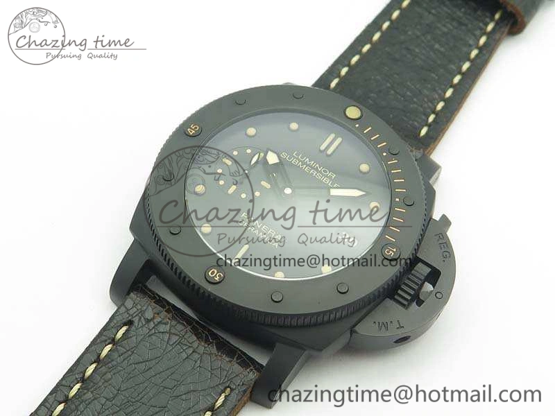 PAM508 P VSF 1:1 Best Edition Real Ceramic On Black Distressed Calfskin Strap P.9000 Super Clone Breathable 8436