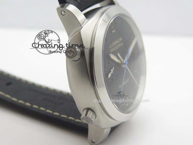 Sporty PAM524 Q V6F Fake Flyback Black Dial On Black Leather Strap P. 8520