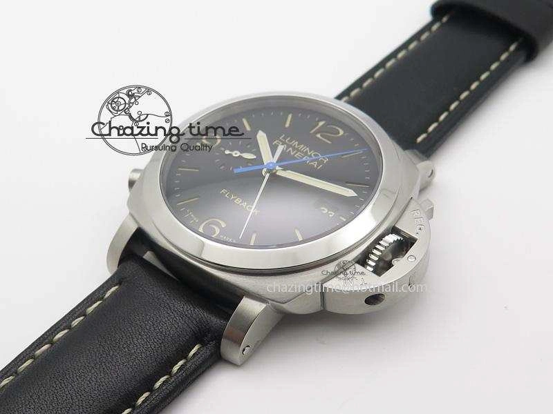 Sporty PAM524 Q V6F Fake Flyback Black Dial On Black Leather Strap P. 8520