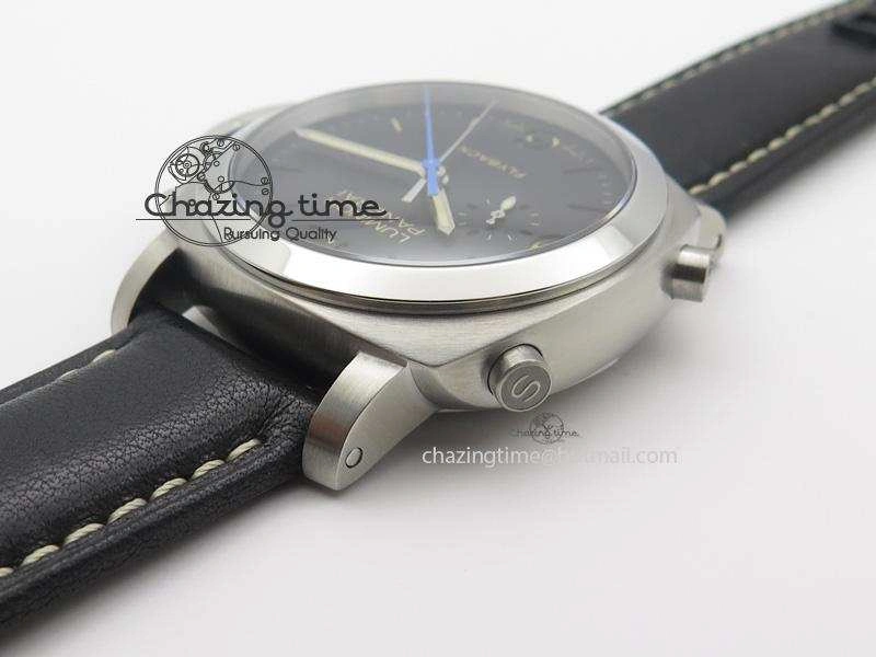 Sporty PAM524 Q V6F Fake Flyback Black Dial On Black Leather Strap P. 8520