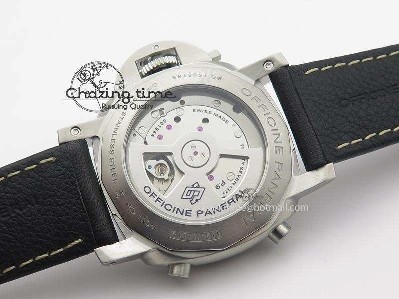 Sporty PAM524 Q V6F Fake Flyback Black Dial On Black Leather Strap P. 8520