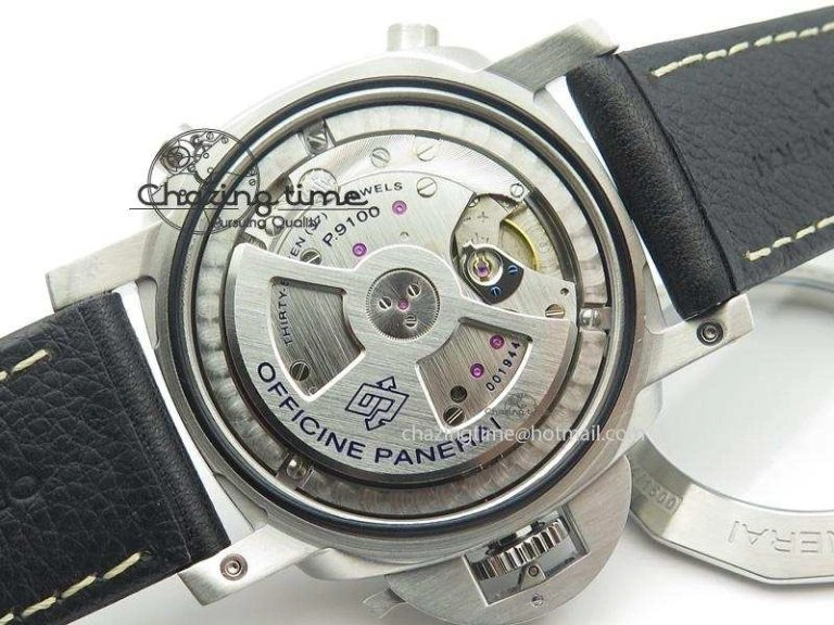 Sporty PAM524 Q V6F Fake Flyback Black Dial On Black Leather Strap P. 8520