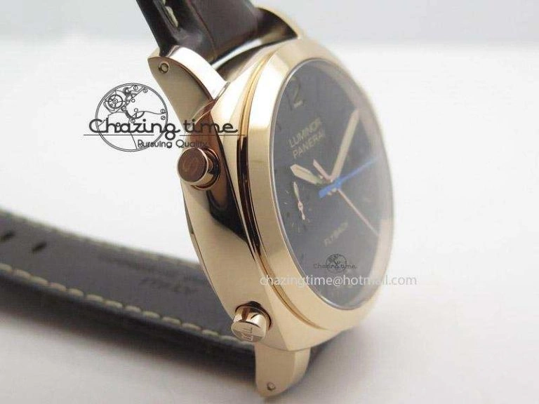 PAM525 Q V6F Fake Flyback Black Dial On Brown Leather Strap P. NewStyle 8519