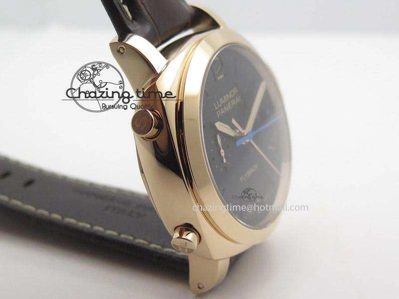 PAM525 Q V6F Fake Flyback Black Dial On Brown Leather Strap P. NewStyle 8519