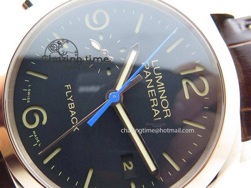 PAM525 Q V6F Fake Flyback Black Dial On Brown Leather Strap P. NewStyle 8519