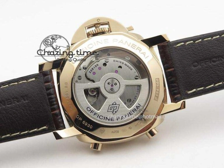 PAM525 Q V6F Fake Flyback Black Dial On Brown Leather Strap P. NewStyle 8519
