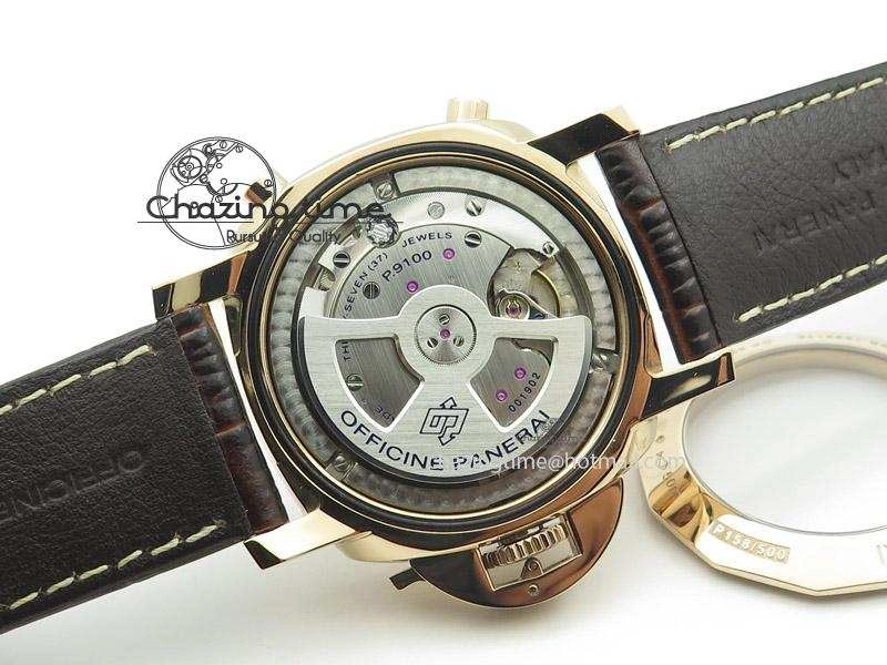 PAM525 Q V6F Fake Flyback Black Dial On Brown Leather Strap P. NewStyle 8519