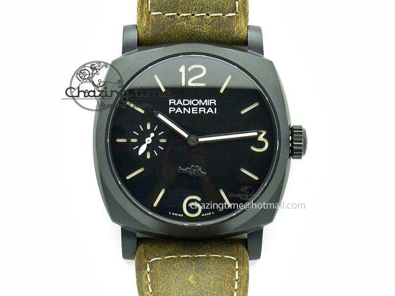 PAM532 P Radiomir 1940 3 DAYS V6F PANERISTI FOREVER Black Dial on Brown Asso Strap P EyeCatching 8607