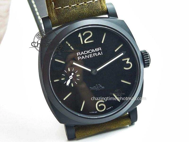 PAM532 P Radiomir 1940 3 DAYS V6F PANERISTI FOREVER Black Dial on Brown Asso Strap P EyeCatching 8607
