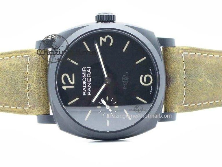 PAM532 P Radiomir 1940 3 DAYS V6F PANERISTI FOREVER Black Dial on Brown Asso Strap P EyeCatching 8607