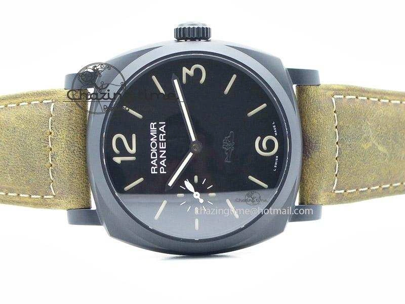 PAM532 P Radiomir 1940 3 DAYS V6F PANERISTI FOREVER Black Dial on Brown Asso Strap P EyeCatching 8607