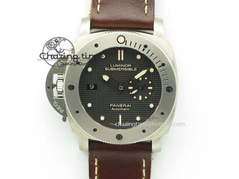 PAM569 Q Titanium JF Best Edition On Brown Thick Leather Strap P9000 Clone Refined 8541