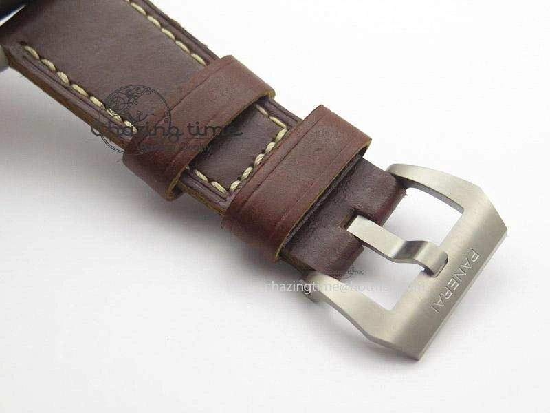 PAM569 Q Titanium JF Best Edition On Brown Thick Leather Strap P9000 Clone Refined 8541
