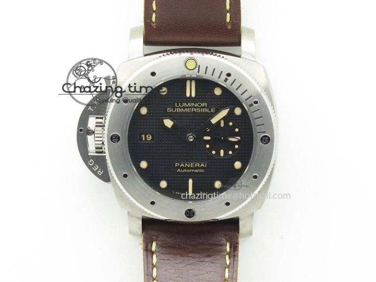 PAM569 Q Titanium V6F 1:1 Best Edition on Brown Thick Leather Strap P AllSeason 8592
