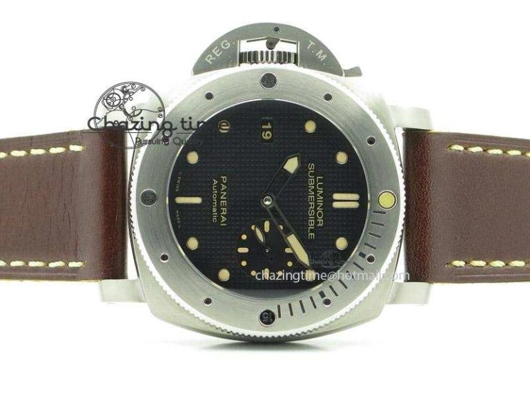 PAM569 Q Titanium V6F 1:1 Best Edition on Brown Thick Leather Strap P AllSeason 8592