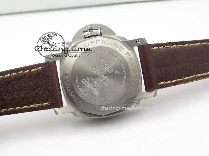 PAM569 Q Titanium V6F 1:1 Best Edition on Brown Thick Leather Strap P AllSeason 8592
