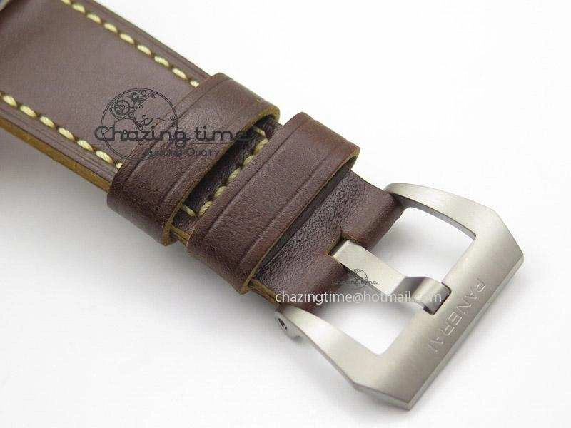 PAM569 Q Titanium V6F 1:1 Best Edition on Brown Thick Leather Strap P AllSeason 8592