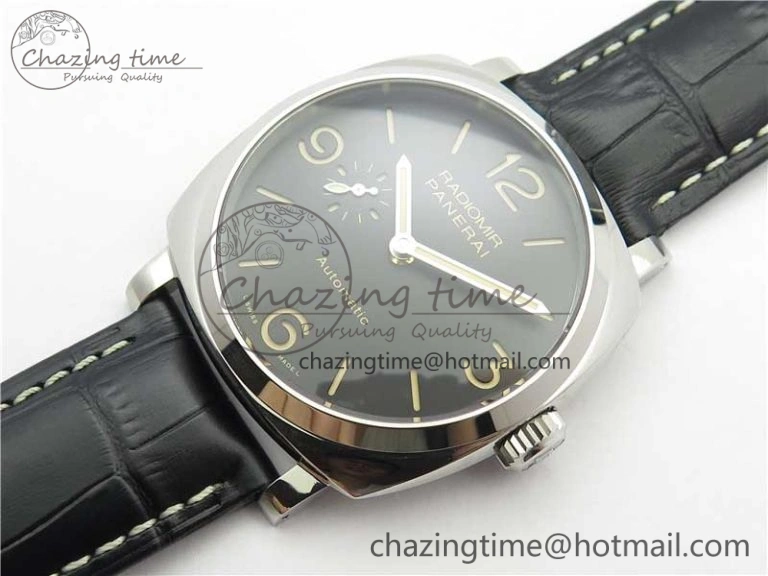 Upgraded PAM572 Q Radiomir 1940 V9F 1:1 Best Edition Black Dial on Black Leather Strap P.4000 Super Clone 8419