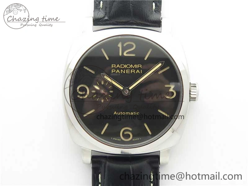 Upgraded PAM572 Q Radiomir 1940 V9F 1:1 Best Edition Black Dial on Black Leather Strap P.4000 Super Clone 8419