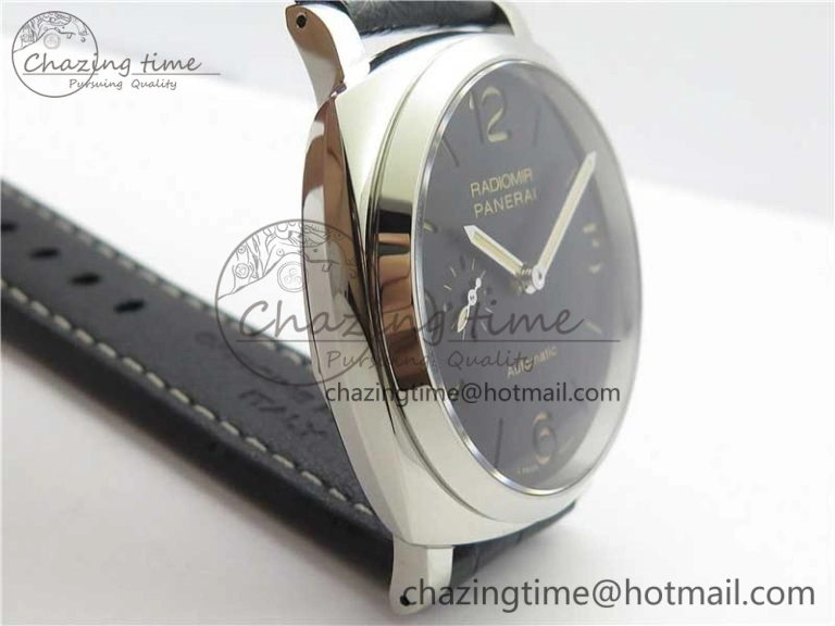 Upgraded PAM572 Q Radiomir 1940 V9F 1:1 Best Edition Black Dial on Black Leather Strap P.4000 Super Clone 8419
