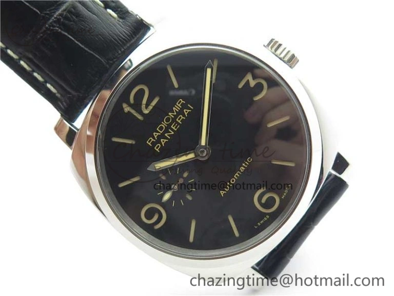 Upgraded PAM572 Q Radiomir 1940 V9F 1:1 Best Edition Black Dial on Black Leather Strap P.4000 Super Clone 8419