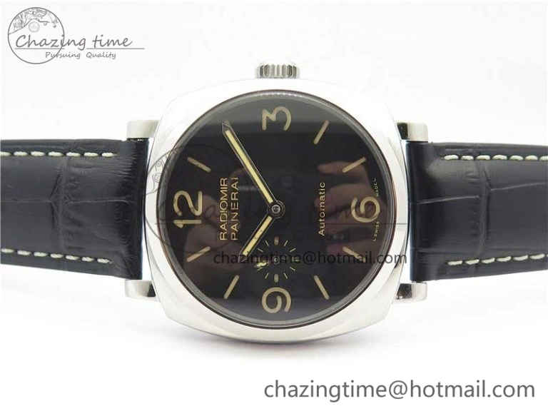 Upgraded PAM572 Q Radiomir 1940 V9F 1:1 Best Edition Black Dial on Black Leather Strap P.4000 Super Clone 8419
