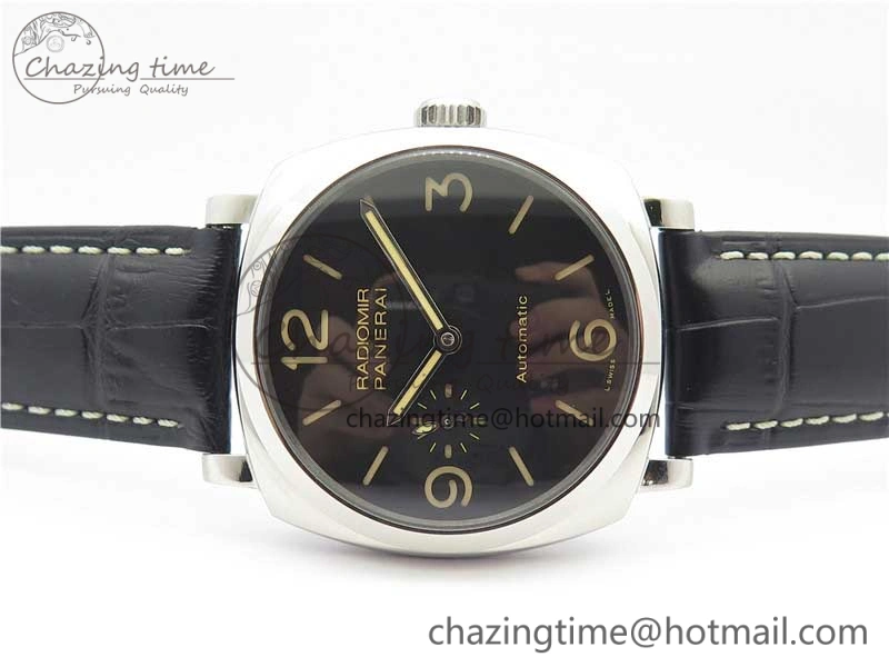 Upgraded PAM572 Q Radiomir 1940 V9F 1:1 Best Edition Black Dial on Black Leather Strap P.4000 Super Clone 8419