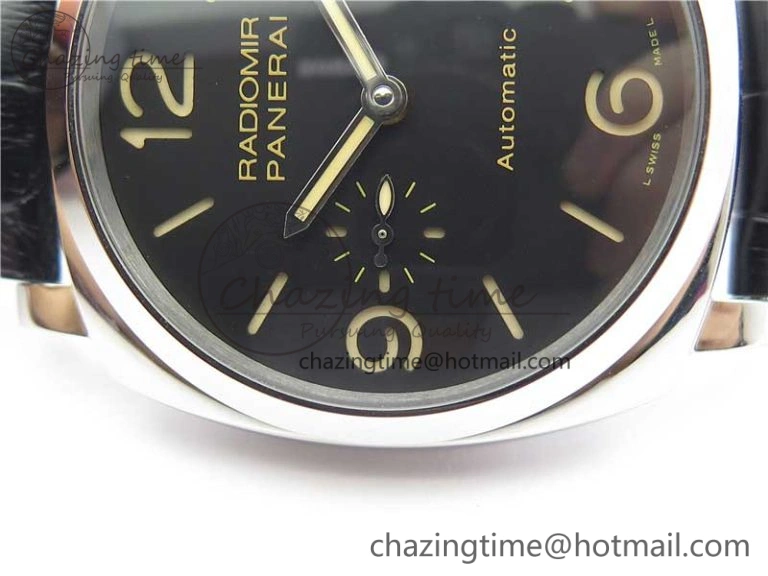 Upgraded PAM572 Q Radiomir 1940 V9F 1:1 Best Edition Black Dial on Black Leather Strap P.4000 Super Clone 8419