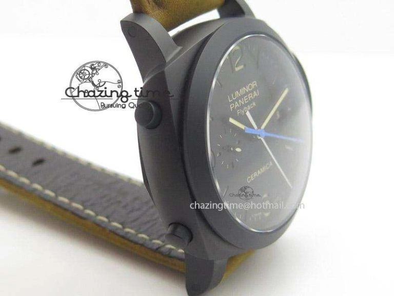 PAM580 Q Real Ceramic V6F Best Edition Black Dial On Brown Asso Strap P. Durable 8527
