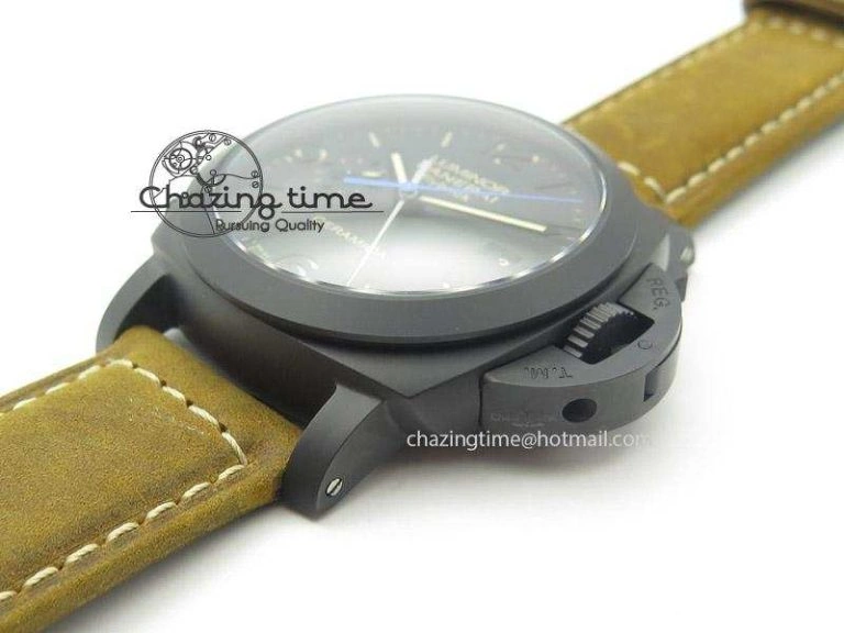 PAM580 Q Real Ceramic V6F Best Edition Black Dial On Brown Asso Strap P. Durable 8527
