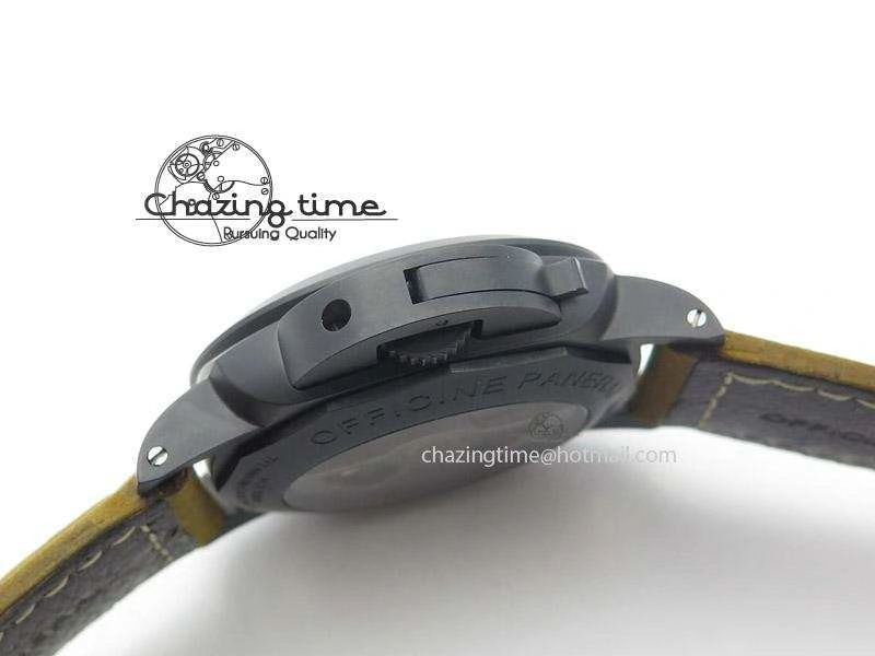 PAM580 Q Real Ceramic V6F Best Edition Black Dial On Brown Asso Strap P. Durable 8527