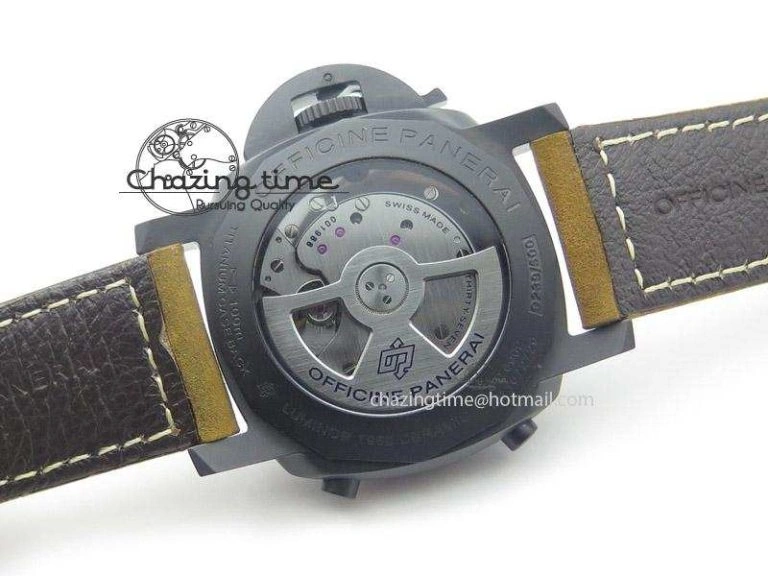 PAM580 Q Real Ceramic V6F Best Edition Black Dial On Brown Asso Strap P. Durable 8527