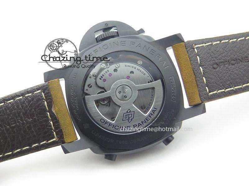PAM580 Q Real Ceramic V6F Best Edition Black Dial On Brown Asso Strap P. Durable 8527