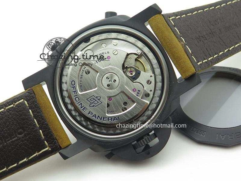 PAM580 Q Real Ceramic V6F Best Edition Black Dial On Brown Asso Strap P. Durable 8527