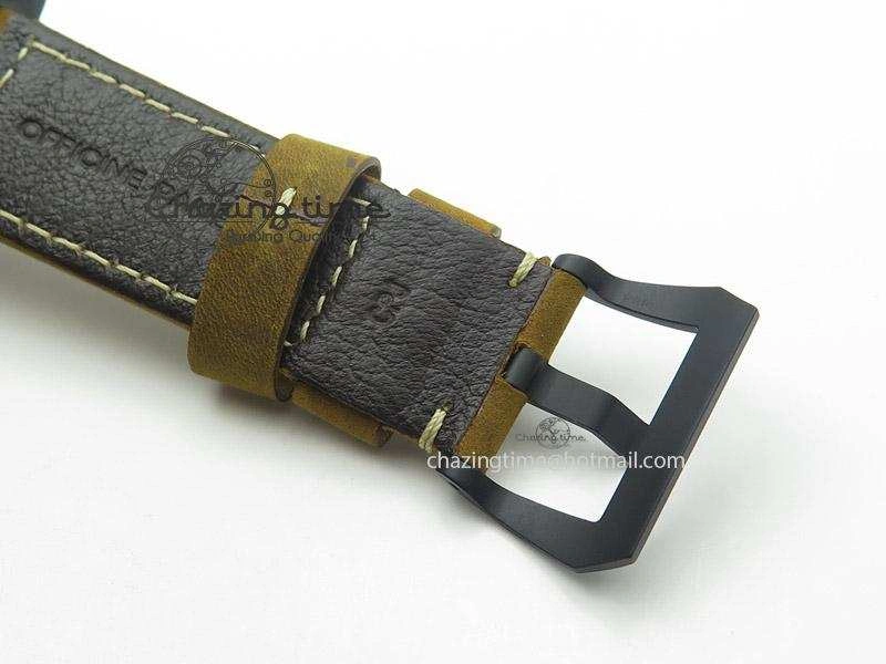 PAM580 Q Real Ceramic V6F Best Edition Black Dial On Brown Asso Strap P. Durable 8527