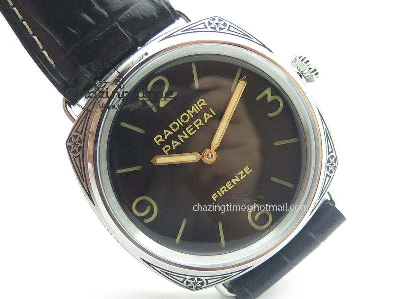 Durable PAM604 Radiomir Firenze V6F Best Edition On Black Leather Strap P 8550