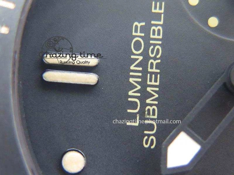 HighQuality PAM607 Q V6F Best Edition Real Ceramic on Black Leather Strap P 8572