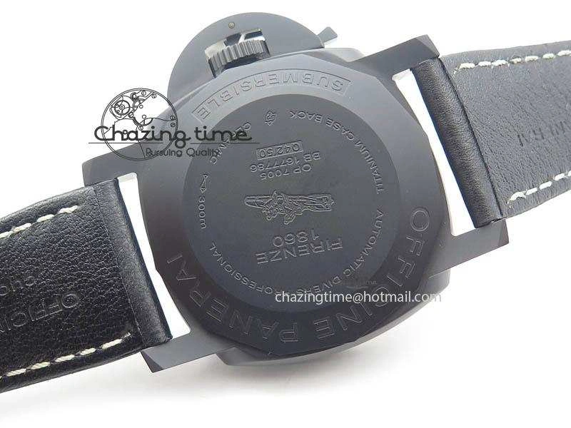 HighQuality PAM607 Q V6F Best Edition Real Ceramic on Black Leather Strap P 8572