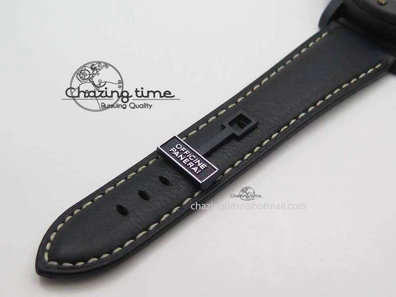 HighQuality PAM607 Q V6F Best Edition Real Ceramic on Black Leather Strap P 8572